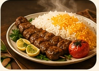 کباب کوبیده با پلوی زعفرانی