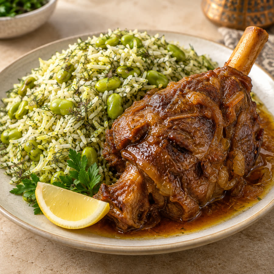 باقالی پلو با ماهیچه